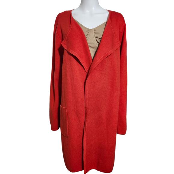 J. Crew 365 Women's Red XXL Juliette Collarless Sweater Blazer Merino Wool Blend - Picture 6 of 11